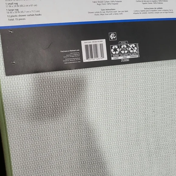 15pc Shower Curtain & Bathroom Accessory Set, Green & White - Picture 11 of 13